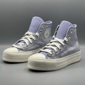 Converse Women's 6 Sneakers Hi Top Purple Platform Suede Shimmer Lilac CTAS Lift